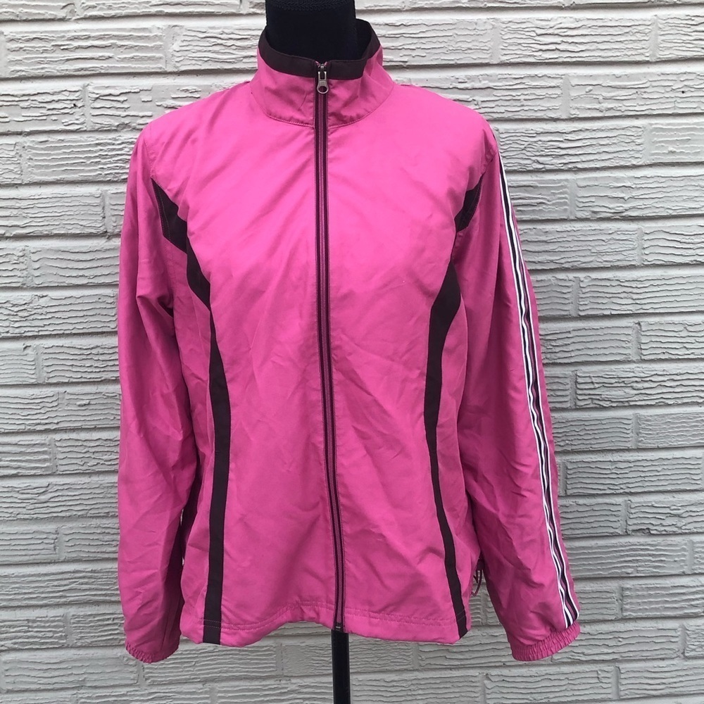 SJB Active Pink Brown Full Zip Mesh Lined Athletic Style Jacket Size L
